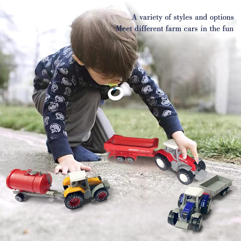 Kid s Farm Tractor Toys With Trailers ,Alloy And ABS Toy Truck Realistic Tractor Vehicle Value Play Set Set Of 4 - Hands-On Tractor Play Collection