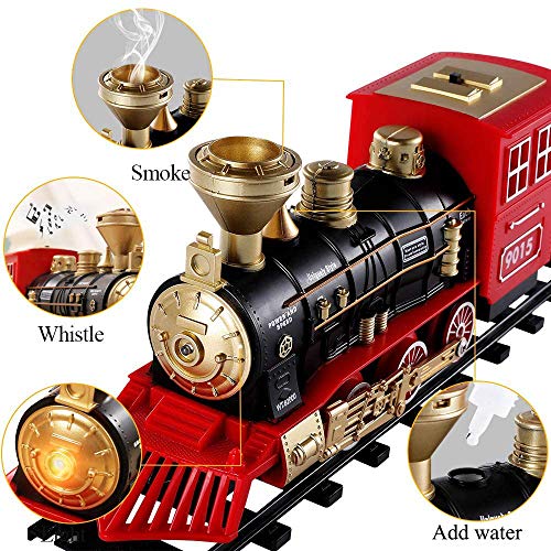 Cheap Train Sets With Steam Locomotive Engine Cargo Car And Tracks Battery Powered Play Set Toy W/ Smoke Light & Sounds For Kids Boys & Girls 3 4 5 6 7 Years Old - Interactive Railway Play Set
